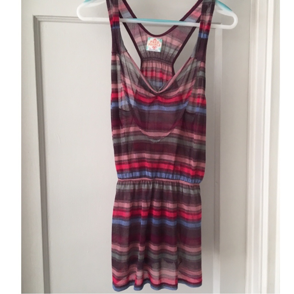 Free People Striped Racerback Tunic Tank Top